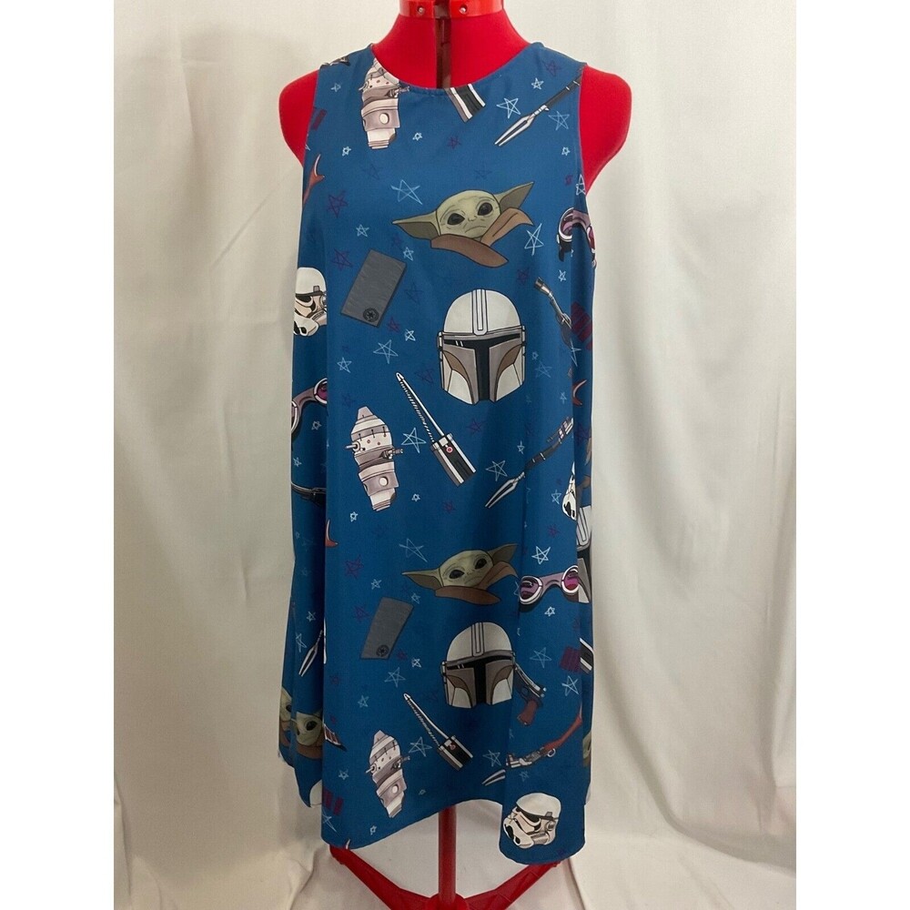 Disney Mandalorian Baby Yoda Child Grogu Star Wars A Line Dress Womens L Large